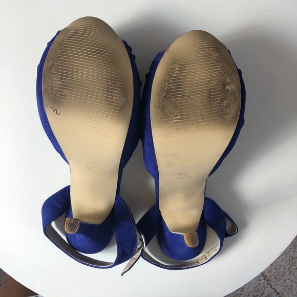 Charming Charlie Strap Blue Size 7.5 Peep Toe Heel - Picture 6 of 8